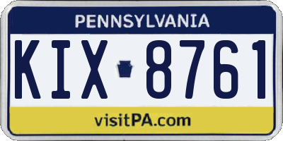 PA license plate KIX8761