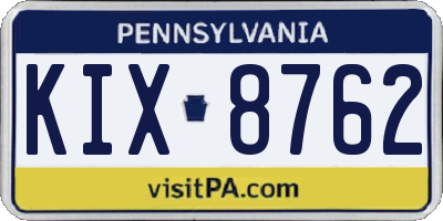 PA license plate KIX8762