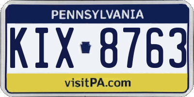 PA license plate KIX8763