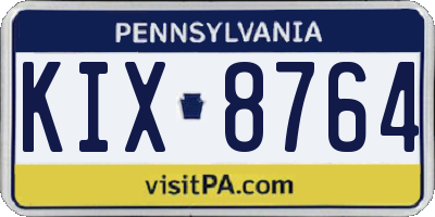 PA license plate KIX8764