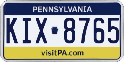 PA license plate KIX8765