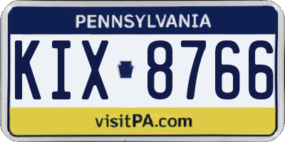 PA license plate KIX8766