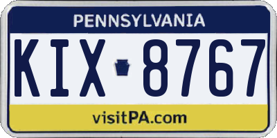 PA license plate KIX8767