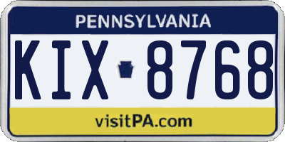 PA license plate KIX8768