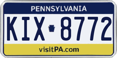 PA license plate KIX8772