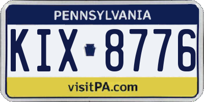PA license plate KIX8776