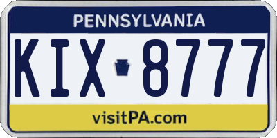 PA license plate KIX8777