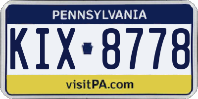 PA license plate KIX8778