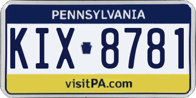 PA license plate KIX8781