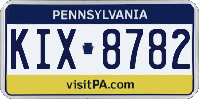 PA license plate KIX8782