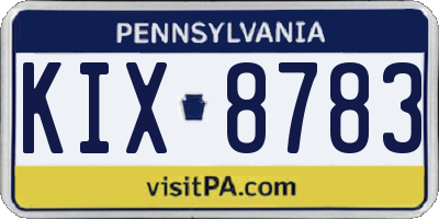 PA license plate KIX8783