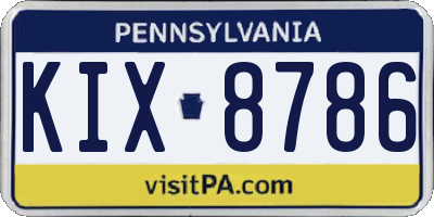 PA license plate KIX8786
