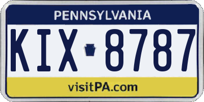 PA license plate KIX8787