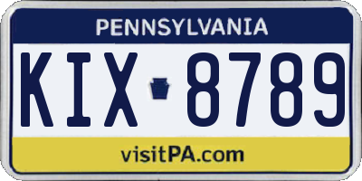 PA license plate KIX8789