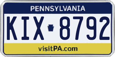 PA license plate KIX8792