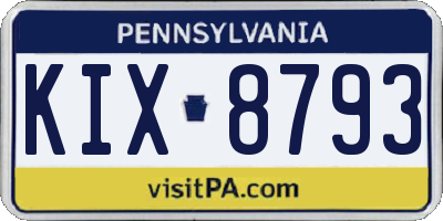 PA license plate KIX8793