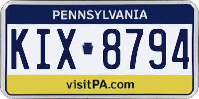 PA license plate KIX8794