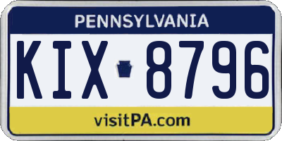 PA license plate KIX8796