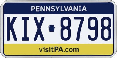 PA license plate KIX8798