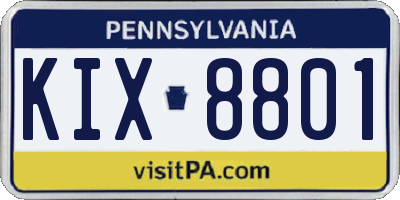 PA license plate KIX8801