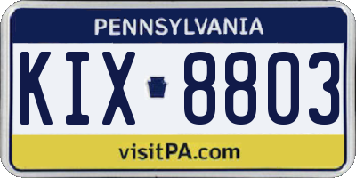 PA license plate KIX8803