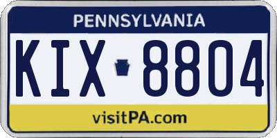 PA license plate KIX8804