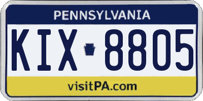 PA license plate KIX8805