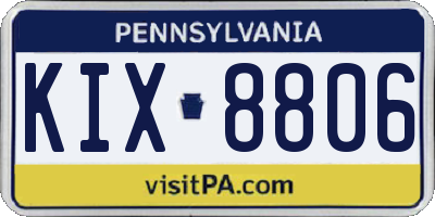 PA license plate KIX8806