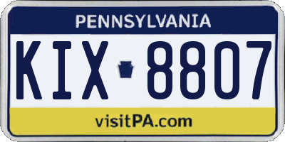 PA license plate KIX8807