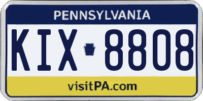 PA license plate KIX8808