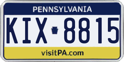 PA license plate KIX8815