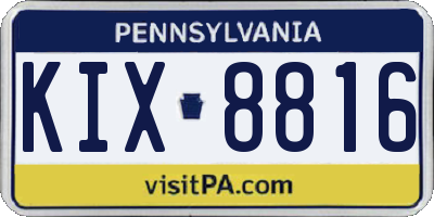 PA license plate KIX8816