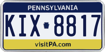 PA license plate KIX8817