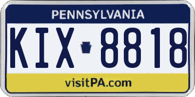 PA license plate KIX8818