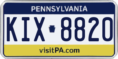 PA license plate KIX8820