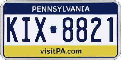 PA license plate KIX8821