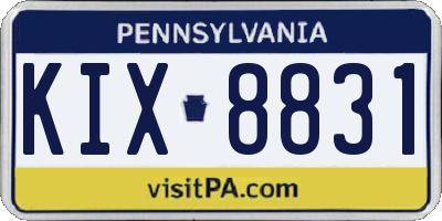 PA license plate KIX8831