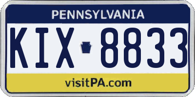 PA license plate KIX8833