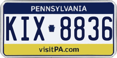 PA license plate KIX8836