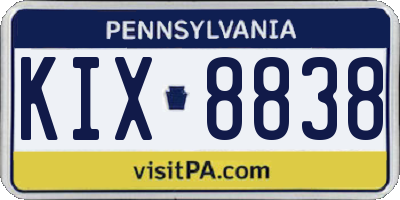 PA license plate KIX8838