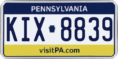 PA license plate KIX8839