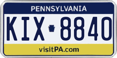 PA license plate KIX8840