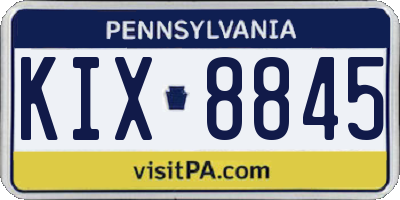 PA license plate KIX8845