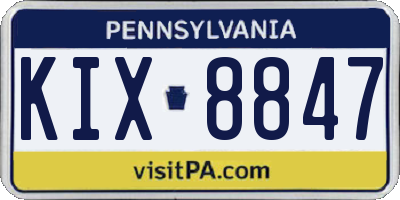 PA license plate KIX8847