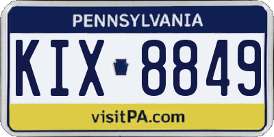 PA license plate KIX8849