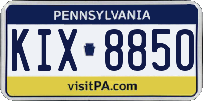 PA license plate KIX8850