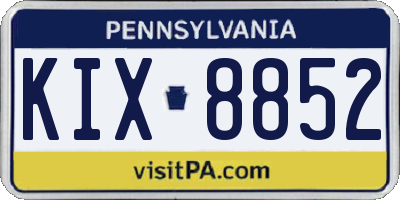 PA license plate KIX8852