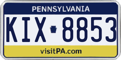 PA license plate KIX8853