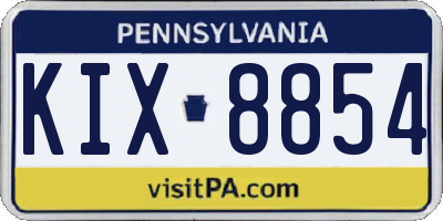 PA license plate KIX8854