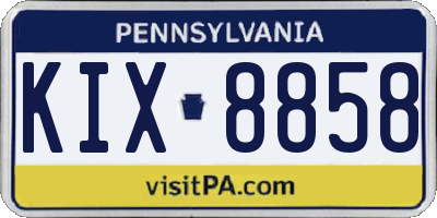 PA license plate KIX8858